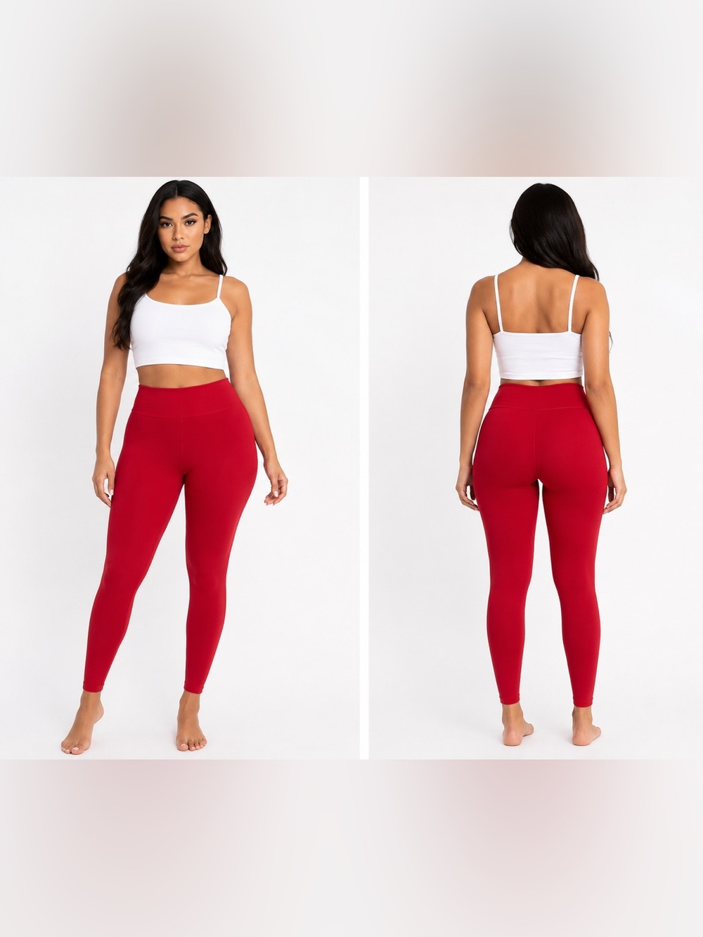 High-Waist Red Women's Leggings